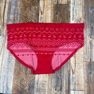 Victoria's Secret Women's XXL Red Holiday Reindeer Seamless Hiphugger Panty